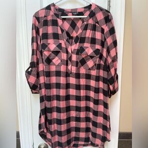 Torrid Pink and Black Boxy Buttoned Top
